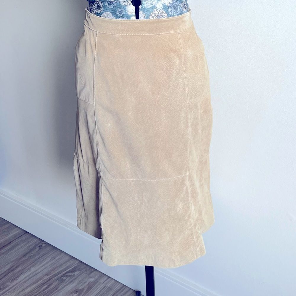 90s Vintage Washable! Suede Pencil Skirt Sz 8